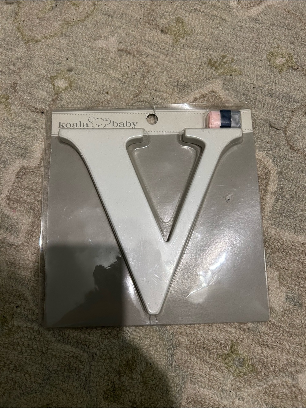 Letter V Wall Decor with colored ribbon